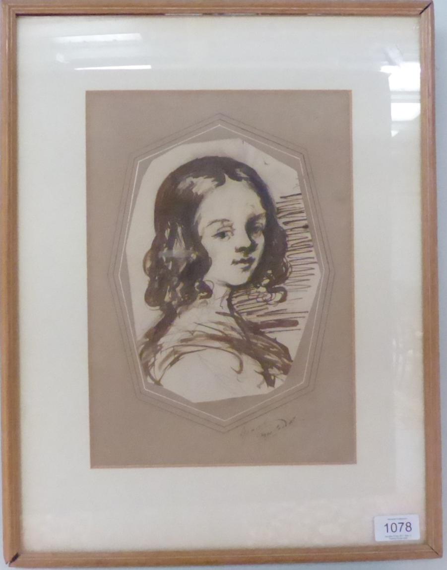 Lot 1078 - Attributed to Sir Francis Grant RA (1803-1878) Portrait of a young lady, head and shoulders, pencil