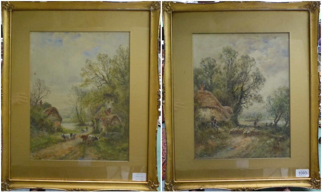 Lot 1093 - Henry J Kinnaird (1880-1920) A Sussex lane ; Near B**pham, Sussex, signed and inscribed,...