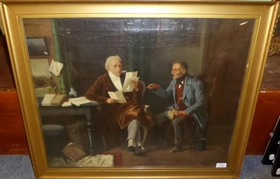 Lot 1101 - E. Barie (19th Century) Two gentlemen in an interior perusing a document, signed, oil on...