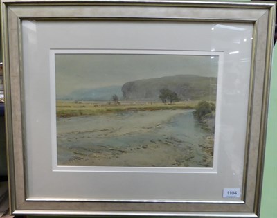 Lot 1104 - Arthur Reginald Smith RWS, RSW, ARCA, (1871-1934) Figure fishing on the Wharfe, signed,...