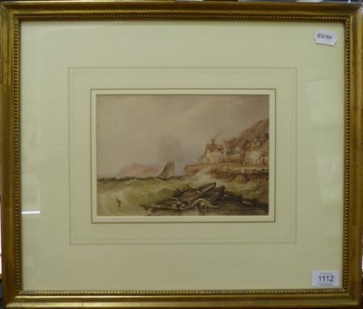 Lot 1112 - ~ Henry Barlow Carter (1804-1868) ";Sandsend Near Whitby";, signed, with inscribed label...