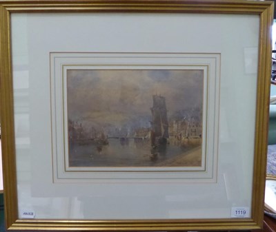 Lot 1119 - ~ Ann Elizabeth Weatherill (1841-1918) View of harbour from the pier side, indistinctly signed,...