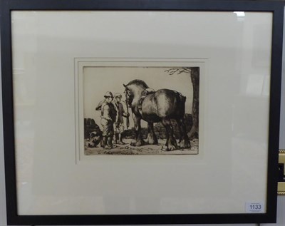 Lot 1133 - Charles Frederick Tunnicliffe RA, RE, ARCA (1901-1979) Shire horse, etching, 19cm by 24.5cm