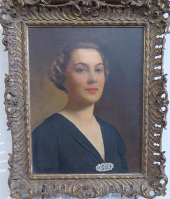 Lot 1134 - * Lee, 20th century, A portrait of a elegant lady, head and shoulders, wearing a black dress...