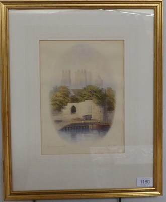 Lot 1160 - George Fall (1848-1925) ";Marygate"; Signed, inscribed and dated 1884, watercolour, 15cm dia....