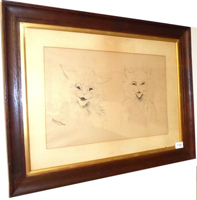 Lot 1166 - Attributed to Louis Wain (1860-1939) Study of two cats, bears signature, pen and ink, 27cm by 43cm