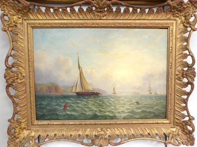 Lot 1194 - William Adolphus Knell (c.1805-1875) Sailing ship off the coastline with other shipping nearby,...