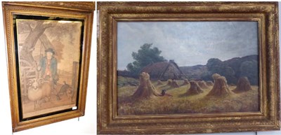 Lot 1200 - J Miller (Late 19th century) Cornstooks before a cottage, signed and dated 1874, oil on canvas...