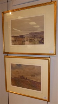 Lot 1208 - Fred Lawson (1888-1968) ";A Moorland Village";, signed and dated 1918, watercolour, together with a