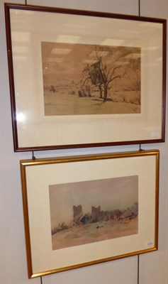 Lot 1209 - Fred Lawson (1888-1968) Bolton Castle, signed, watercolour, together, with a further watercolour by