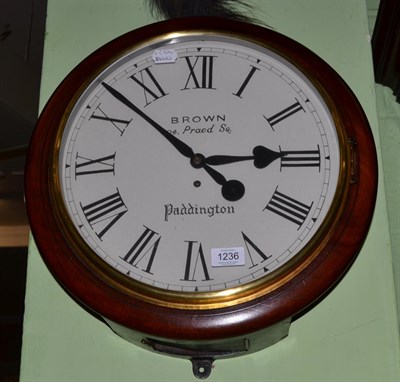 Lot 1236 - A mahogany wall timepiece, Brown, 104 Praced Sq, Paddington, circa 1910, side and bottom doors,...