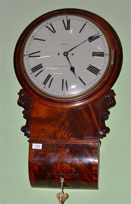 Lot 1238 - A mahogany striking drop dial wall clock, Moss, Manchester, circa 1830, side and bottom doors,...