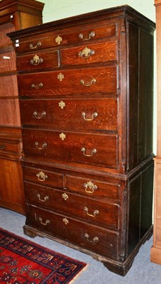 Lot 1244 - An George III oak secretaire chest on chest, 112cm wide