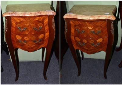 Lot 1249 - A pair of Louis XVI style two drawer commodes of recent date, 42cm wide