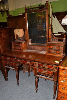 Lot 1270 - A late Victorian walnut amboyna ebonised and parcel gilt dressing table with super structure...