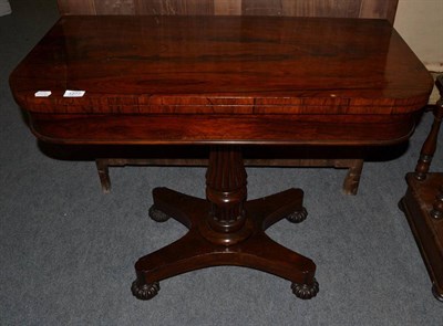 Lot 1277 - A William IV rosewood fold over card table, 92cm wide