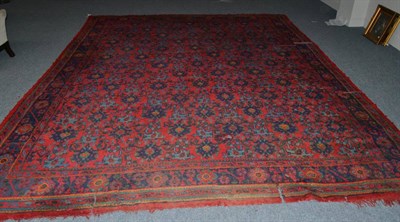 Lot 1366 - A Ushak carpet, Central West Anatolian, the tomato filled with an all over designed of stylised...