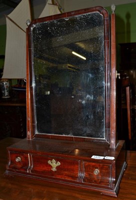 Lot 1411 - A George III mahogany dressing table mirror on three drawers, 43cm wide