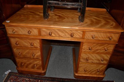 Lot 1413 - A Victorian satin birch double pedestal desk, 121cm wide