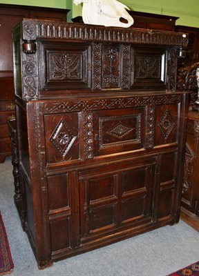 Lot 1432 - A 17th century oak court cupboard, 126cm wide