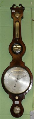 Lot 1441 - A mahogany wheel barometer, signed Archer, Hackney, circa 1830, hygrometer, thermometer tube,...