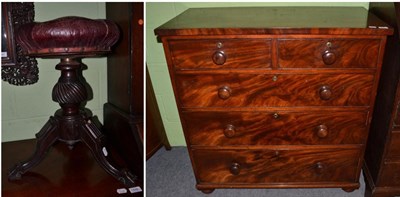 Lot 1446 - A Victorian mahogany five drawer straight fronted chest of drawers, 100cm wide and a Victorian...