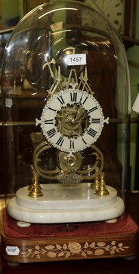 Lot 1457 - A brass skeleton mantel timepiece with passing strike, signed A Riess, 5,6 and 7A Tottenham...