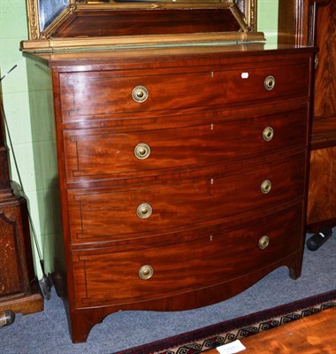 Lot 1470 - A Regency mahogany bow fronted chest of drawers, with reeded edge above four long graduated...