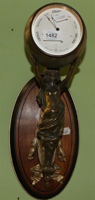 Lot 1482 - An unusual figural wall mounted aneroid barometer, circa 1900, the maiden figure in robes...