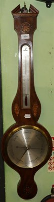 Lot 1494 - A mahogany inlaid wheel barometer, signed L Bellatti, Grantham, circa 1825, broken arched pediment