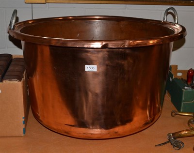 Lot 1508 - A large copper twin handled bin, 72cm wide