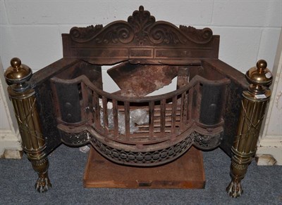 Lot 1513 - An impressive 19th century steel and polished brass fire basket raised on claw feet, 100cm wide