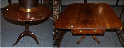 Lot 1561 - {} A George III mahogany drop leaf supper table, 103cm extended and a George III circular...