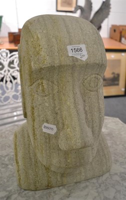 Lot 1566 - {} After Henry Moore, a carved stone statue of recent date, 41cm high