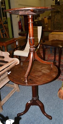 Lot 1570 - ^ An 18th century mahogany tripod table, 65cm diameter and a George III oak and mahogany tripod...