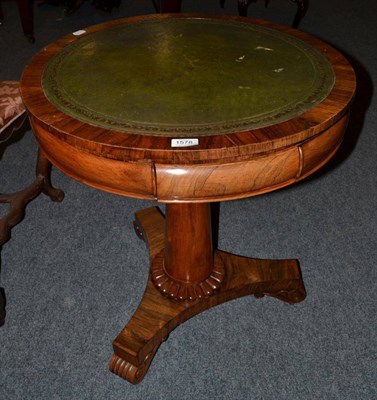 Lot 1578 - A William IV rosewood circular pedestal drum table, diameter 64cm