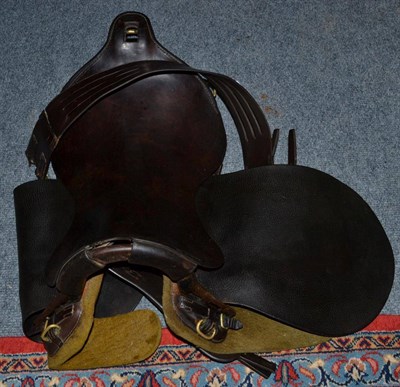 Lot 1583 - A Second World War leather cavalry saddle, stamped D Mason & Sons Ltd, Walsall, dated 1941 and...