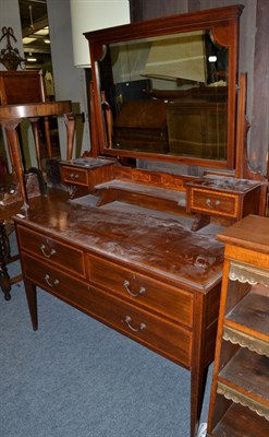 Lot 1617 - An Edwardian mahogany and satinwood banded dressing table 121cm wide, and a 1930's mahogany...