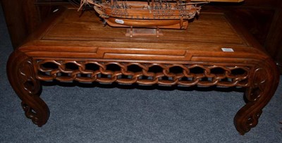 Lot 1648 - An 20th century Chinese hardwood coffee table, 100cm wide