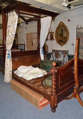 Lot 1653 - A Victorian mahogany half tester bed, takes a 4ft 6in mattress