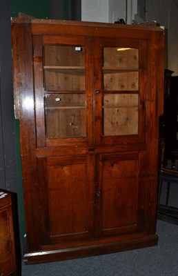 Lot 1657 - A Victorian pitch pine corner cupboard unit, 126cm wide