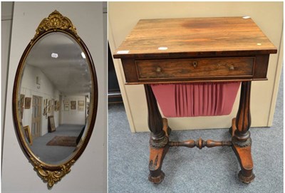 Lot 1669 - A Victorian rosewood work table, rectangular top, single drawer, turned supports and stretcher,...