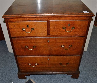 Lot 1672 - An 18th century oak and pine lined four drawer straight fronted chest, 72cm wide