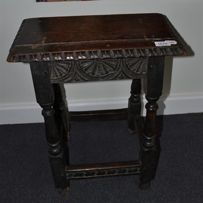 Lot 1678 - A part 17th century joint stool, 45cm wide