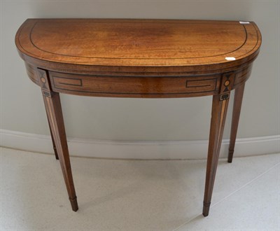 Lot 1704 - A Regency mahogany and ebony strung card table, 92cm wide