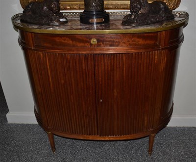 Lot 1706 - A 19th century mahogany cabinet with purple veined marble top and gilt metal mounts, 121cm wide