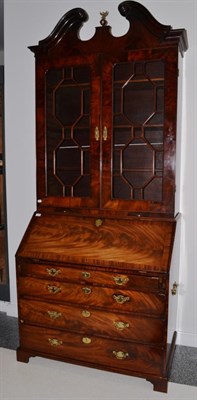 Lot 1708 - A George III mahogany and cross banded bureau bookcase, 3rd quarter 18th century, the moulded...