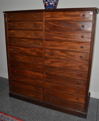 Lot 1713 - A 19th century mahogany collectors cabinet fitted with twenty two drawers, between stiles,...