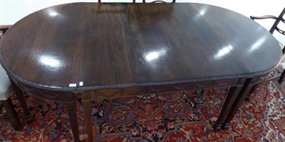 Lot 1724 - An Adams style mahogany D end dining table, 237cm extended