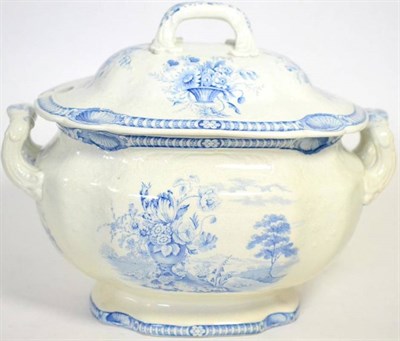 Lot 6 - A Brameld pearlware soup tureen and cover, circa 1830, of shaped oval form with scroll handles,...